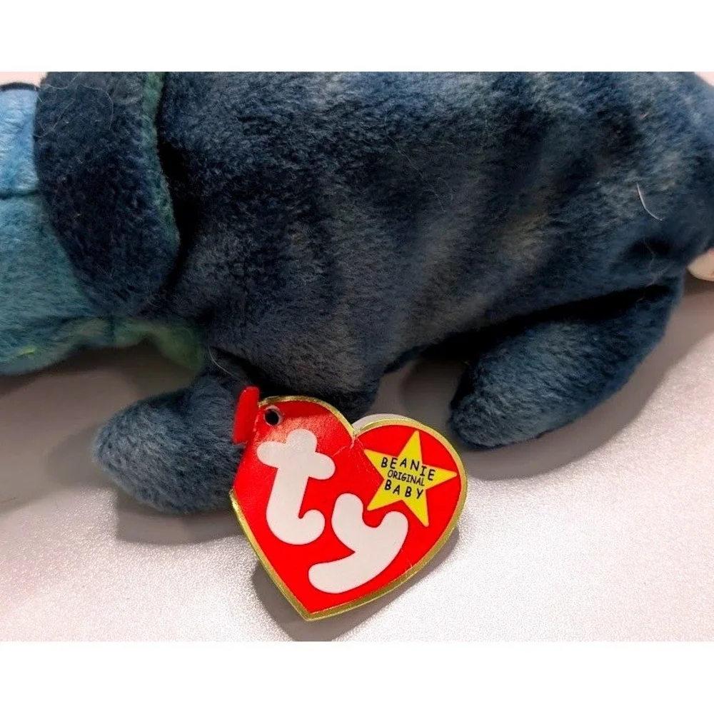 Plush Toy Ty Beanie Babies Small Blue Rainbow the Chameleon 1997 Collectible